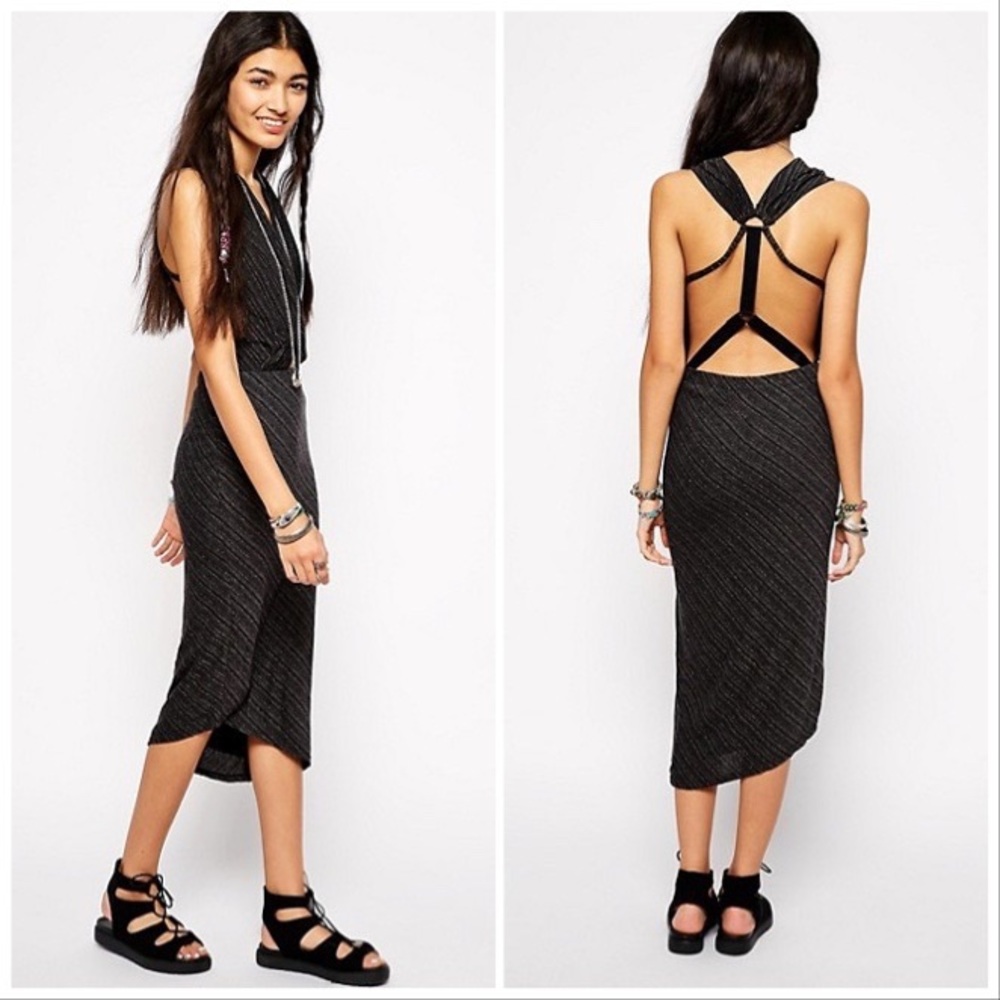 New! FREE PEOPLE Temptress Bodycon dress, charcoal, XS - Picture 2 of 10
